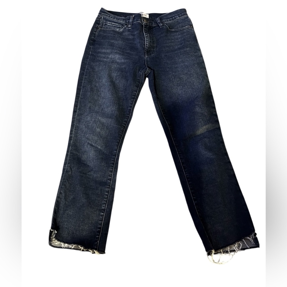 FRAME Le Original Straight Raw Hem High Rise Jeans – Dark Indigo Wash‎ – Size 26
